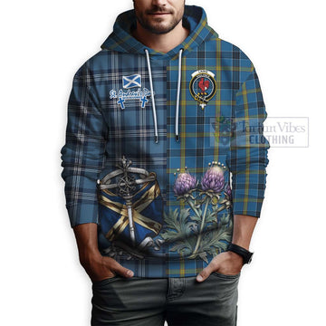 Laing Tartan Hoodie Happy St. Andrew's Day Half Tartan Style