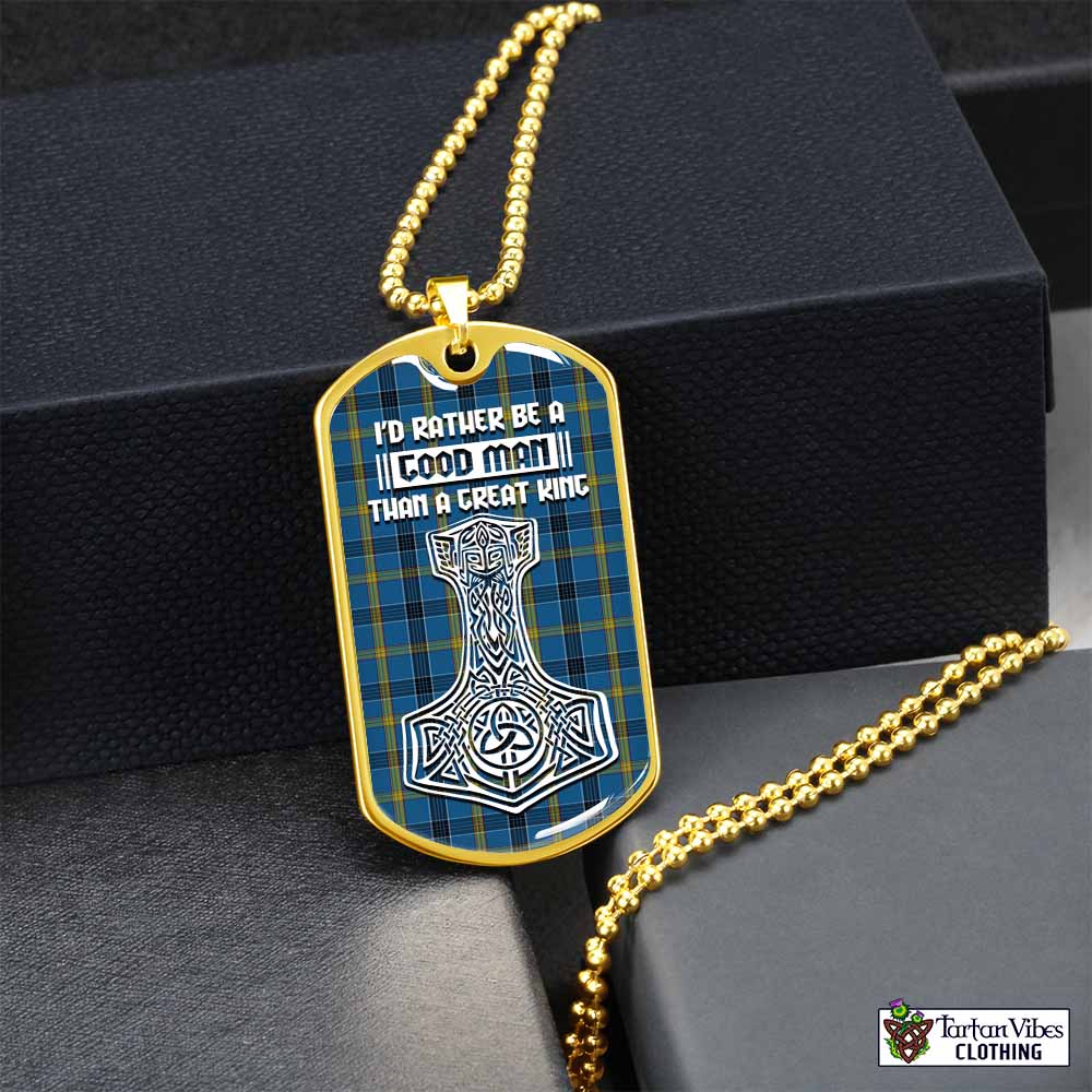 Tartan Vibes Clothing Laing Tartan Dog Tag Necklace Viking Mjolnir Style