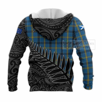 Laing Crest Tartan Knitted Hoodie with New Zealand Silver Fern Half Style