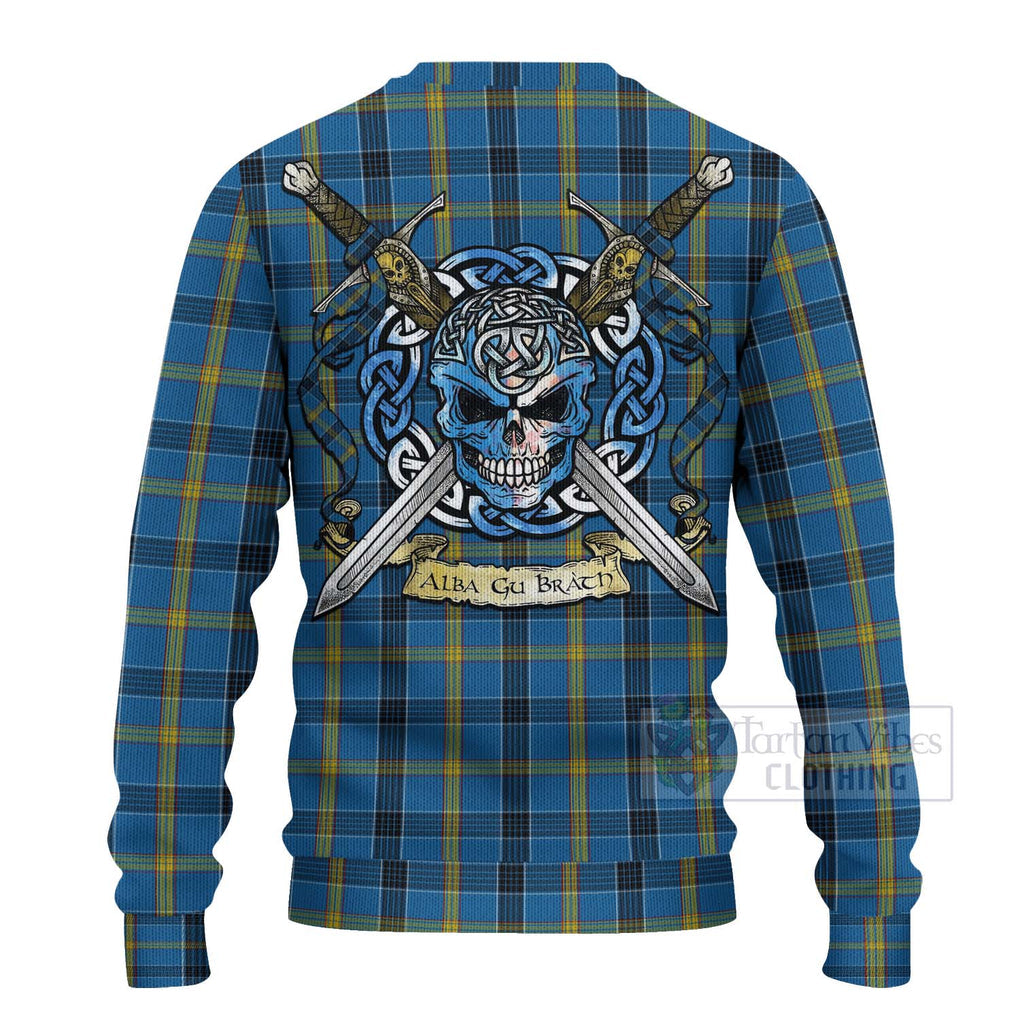 Laing Tartan Ugly Sweater with Family Crest Celtic Skull Style - Tartan Vibes Clothing