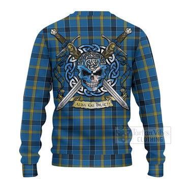 Laing Tartan Ugly Sweater with Family Crest Celtic Skull Style