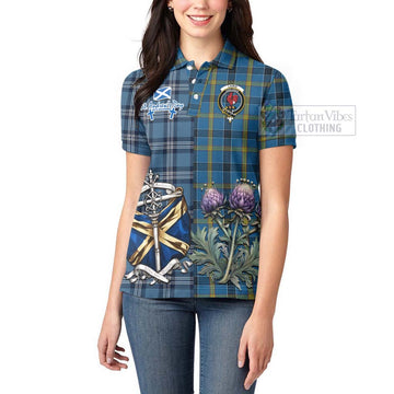 Laing Tartan Women's Polo Shirt Happy St. Andrew's Day Half Tartan Style