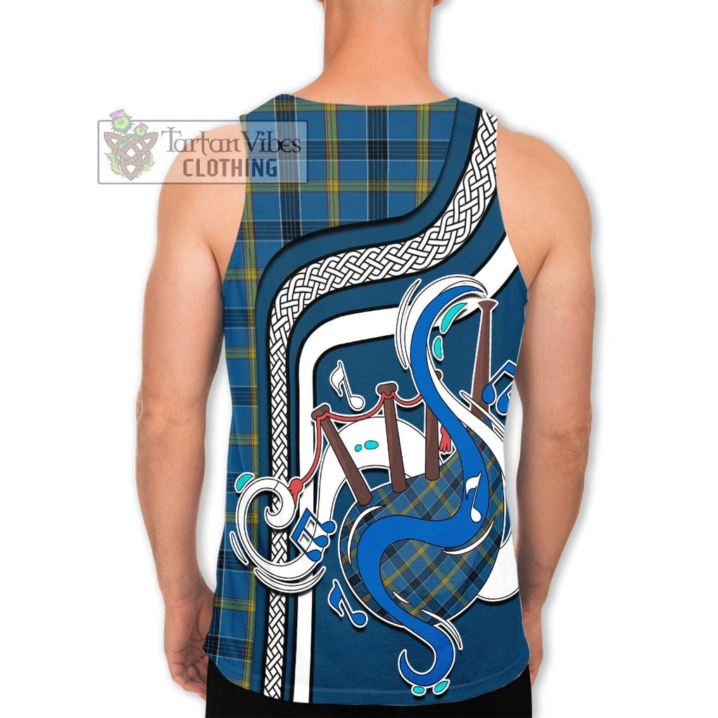 Laing Tartan Men's Tank Top with Epic Bagpipe Style - Tartanvibesclothing Shop