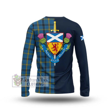 Laing Tartan Long Sleeve T-Shirt Alba with Scottish Lion Royal Arm Half Style