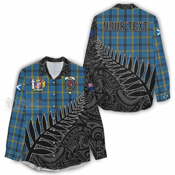 Laing Crest Tartan Women's Casual Shirt with New Zealand Silver Fern Half Style