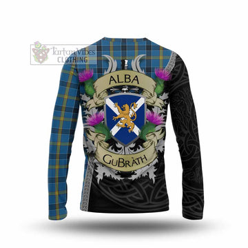 Laing Tartan Family Crest Long Sleeve T-Shirt Lion Rampant Royal Thistle Shield Celtic Inspired - Tartan Vibes Clothing