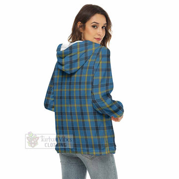 Laing Tartan Women's Borg Fleece Hoodie with Half Zip with Family Crest - Tartan Vibes Clothing