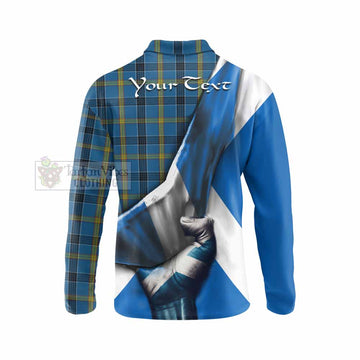 Laing Tartan Long Sleeve Polo Shirt with Family Crest Scotland Patriotic Style