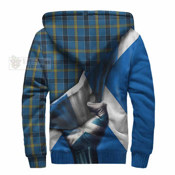 Laing Tartan Sherpa Hoodie with Family Crest Scotland Patriotic Style