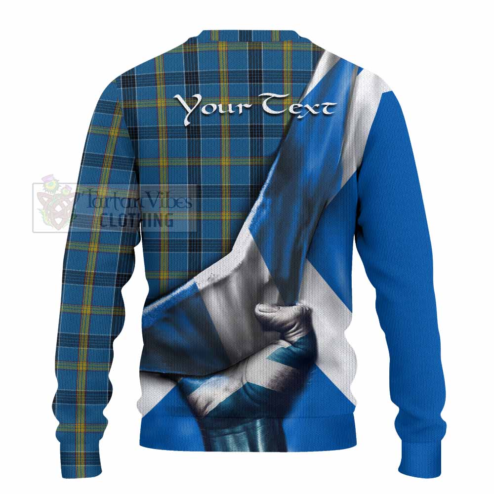 Tartan Vibes Clothing Laing Tartan Knitted Sweater with Family Crest Scotland Patriotic Style