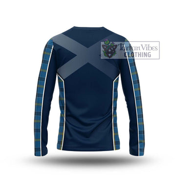 Laing Tartan Long Sleeve T-Shirt with Family Crest and Lion Rampant Vibes Sport Style