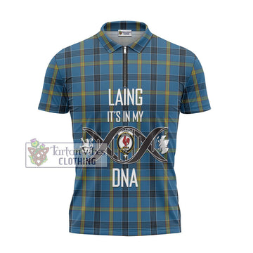 Laing Tartan Zipper Polo Shirt with Family Crest DNA In Me Style