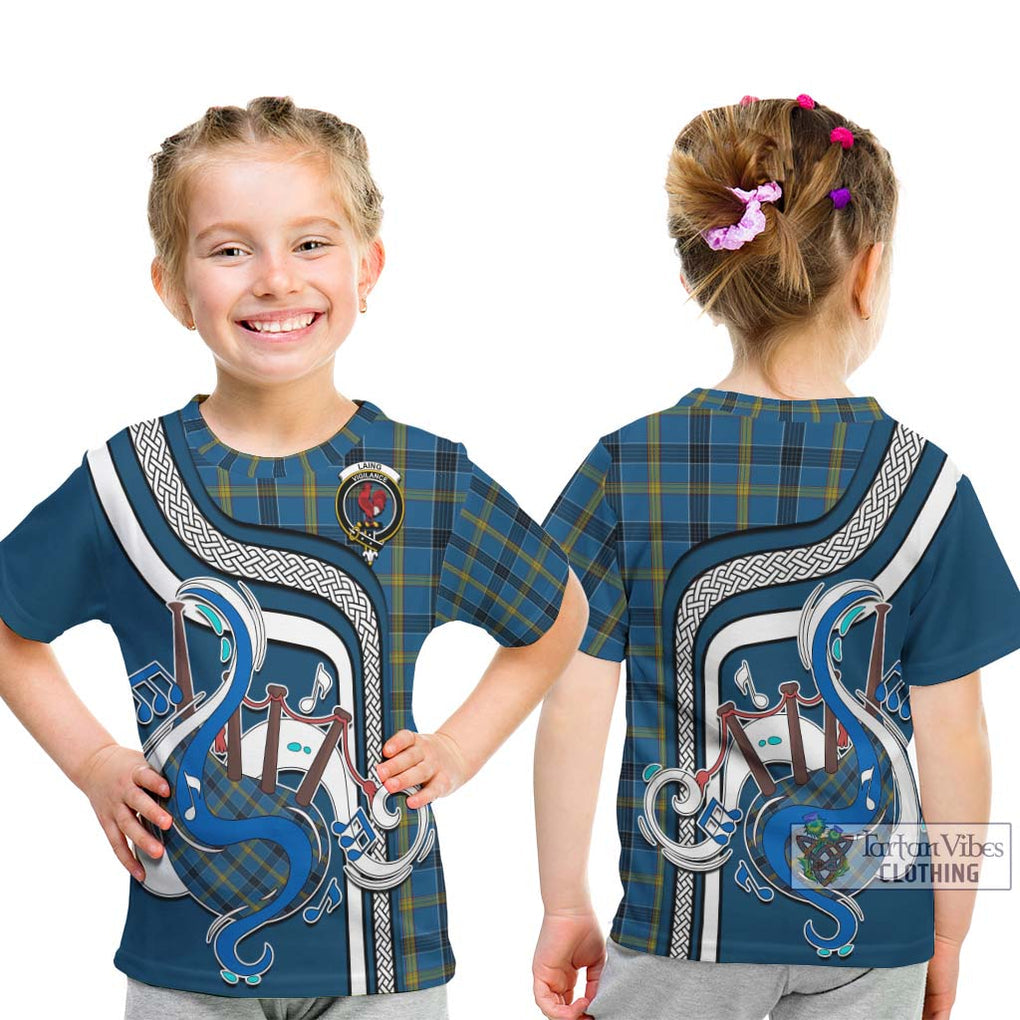 Tartan Vibes Clothing Laing Tartan Kid T-Shirt with Epic Bagpipe Style