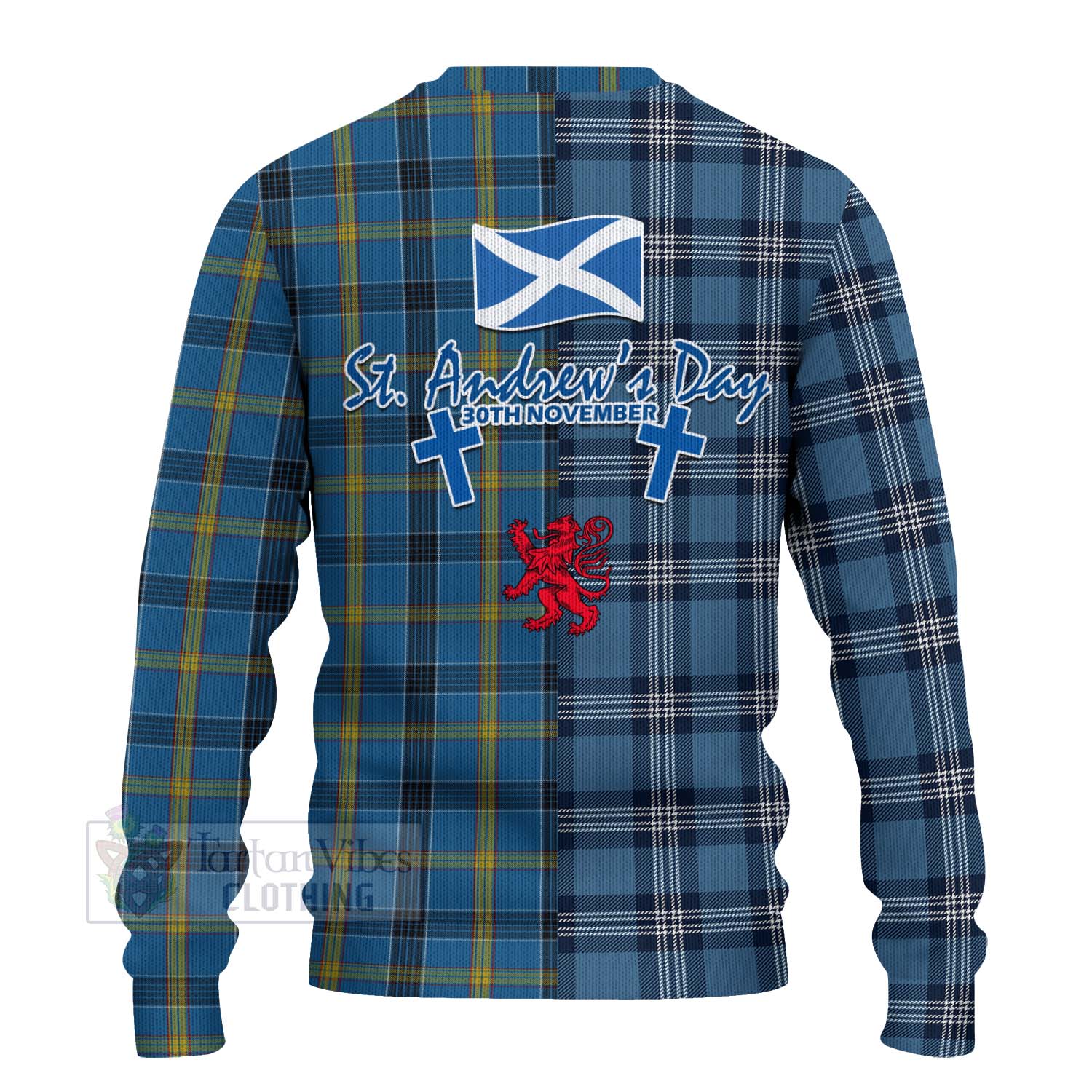 Tartan Vibes Clothing Laing Tartan Knitted Sweater Happy St. Andrew's Day Half Tartan Style