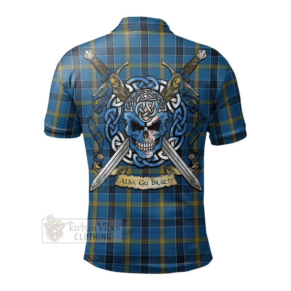 Tartan Vibes Clothing Laing Tartan Polo Shirt with Family Crest Celtic Skull Style