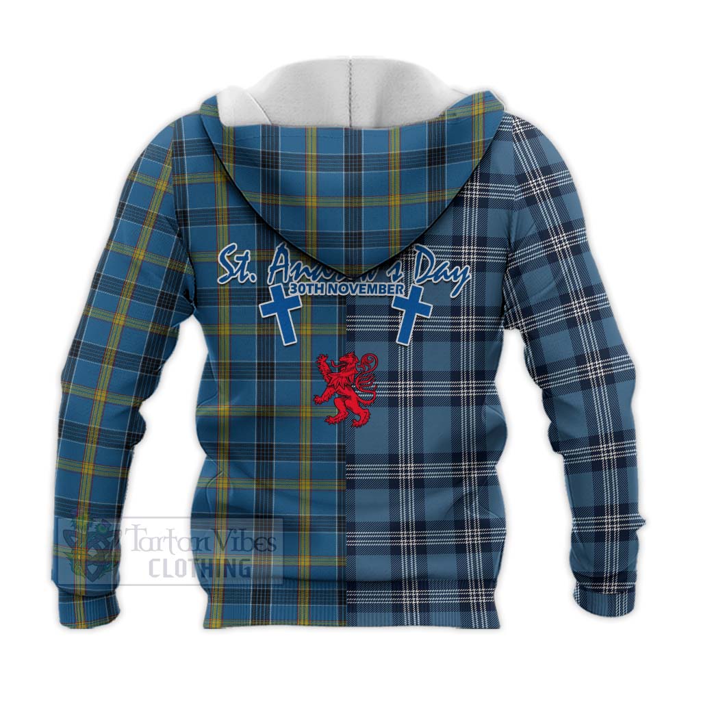 Tartan Vibes Clothing Laing Tartan Knitted Hoodie Happy St. Andrew's Day Half Tartan Style