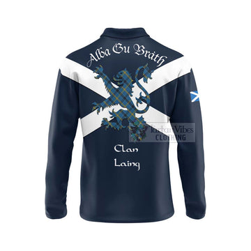 Laing Tartan Lion Rampant Long Sleeve Polo Shirt  Proudly Display Your Heritage with Alba Gu Brath and Clan Name