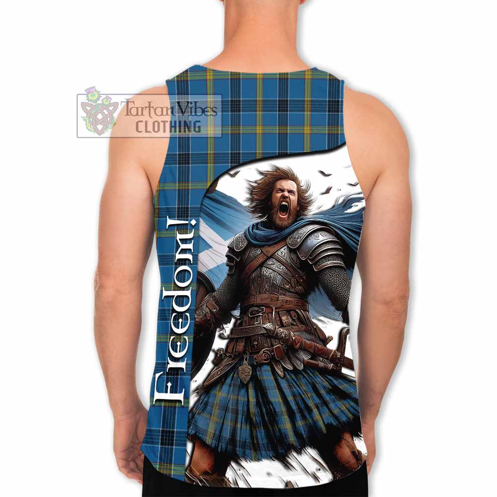 Tartan Vibes Clothing Laing Crest Tartan Men's Tank Top Inspired by the Freedom of Scottish Warrior