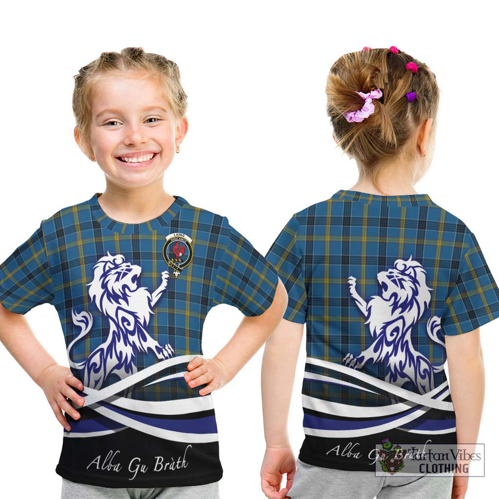 Laing Tartan Kid T-Shirt with Alba Gu Brath Regal Lion Emblem - Tartanvibesclothing Shop