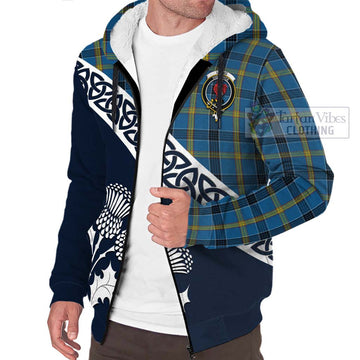 Laing Tartan Sherpa Hoodie Featuring Thistle and Scotland Map