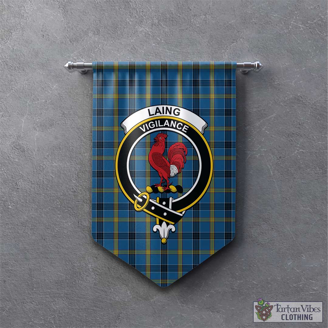 Tartan Vibes Clothing Laing Tartan Gonfalon, Tartan Banner with Family Crest