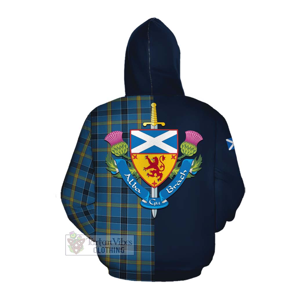 Tartan Vibes Clothing Laing Tartan Cotton Hoodie Alba with Scottish Lion Royal Arm Half Style