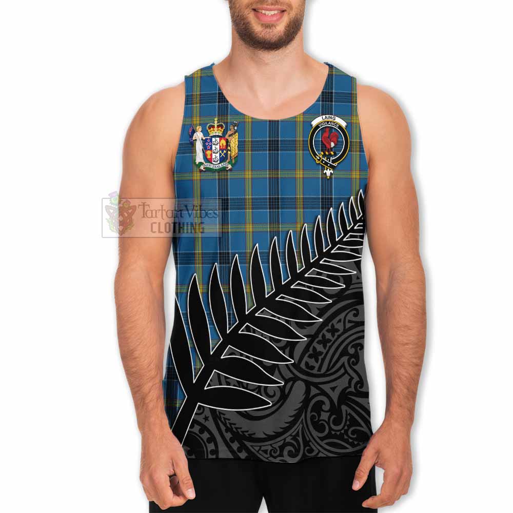 Tartan Vibes Clothing Laing Crest Tartan Men's Tank Top with New Zealand Silver Fern Half Style