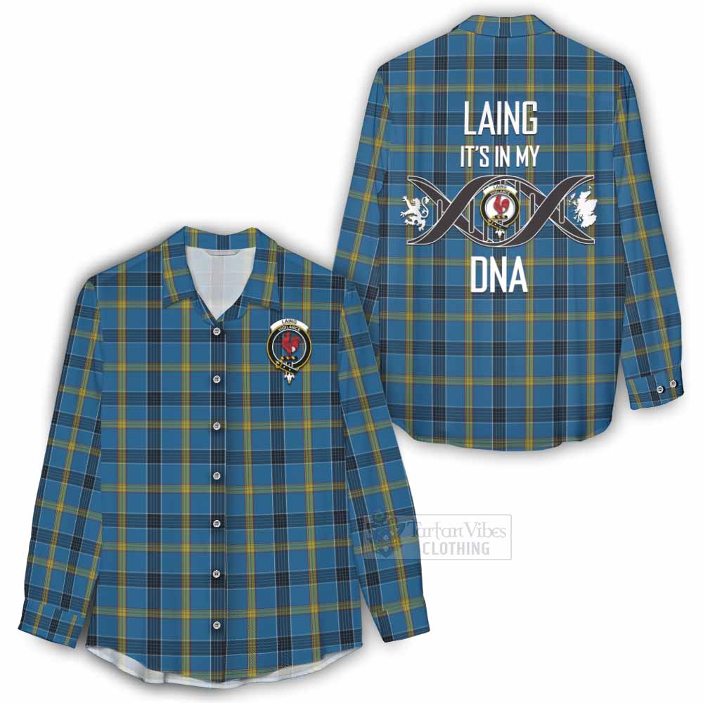 Tartan Vibes Clothing Laing Tartan Women's Casual Shirt with Family Crest DNA In Me Style