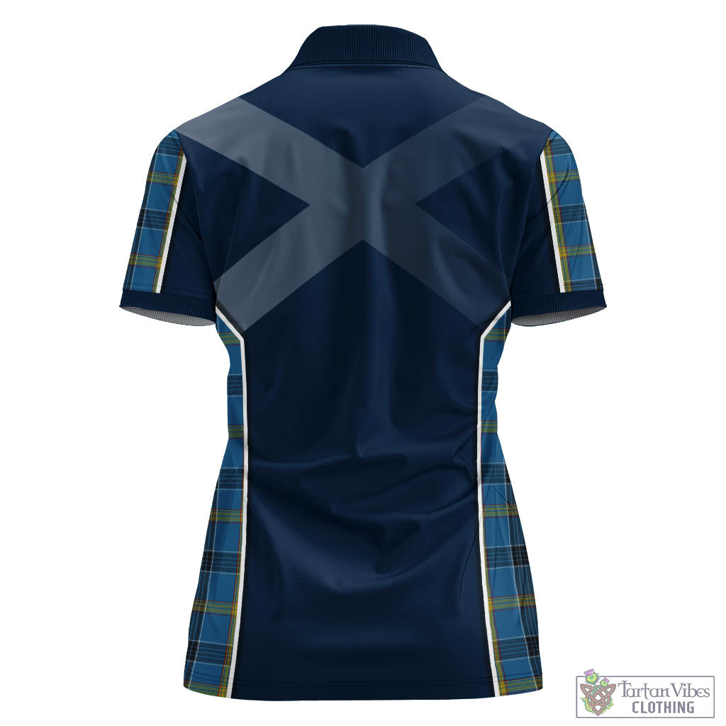 Laing Tartan Women's Polo Shirt with Family Crest and Lion Rampant Vibes Sport Style - Tartan Vibes Clothing