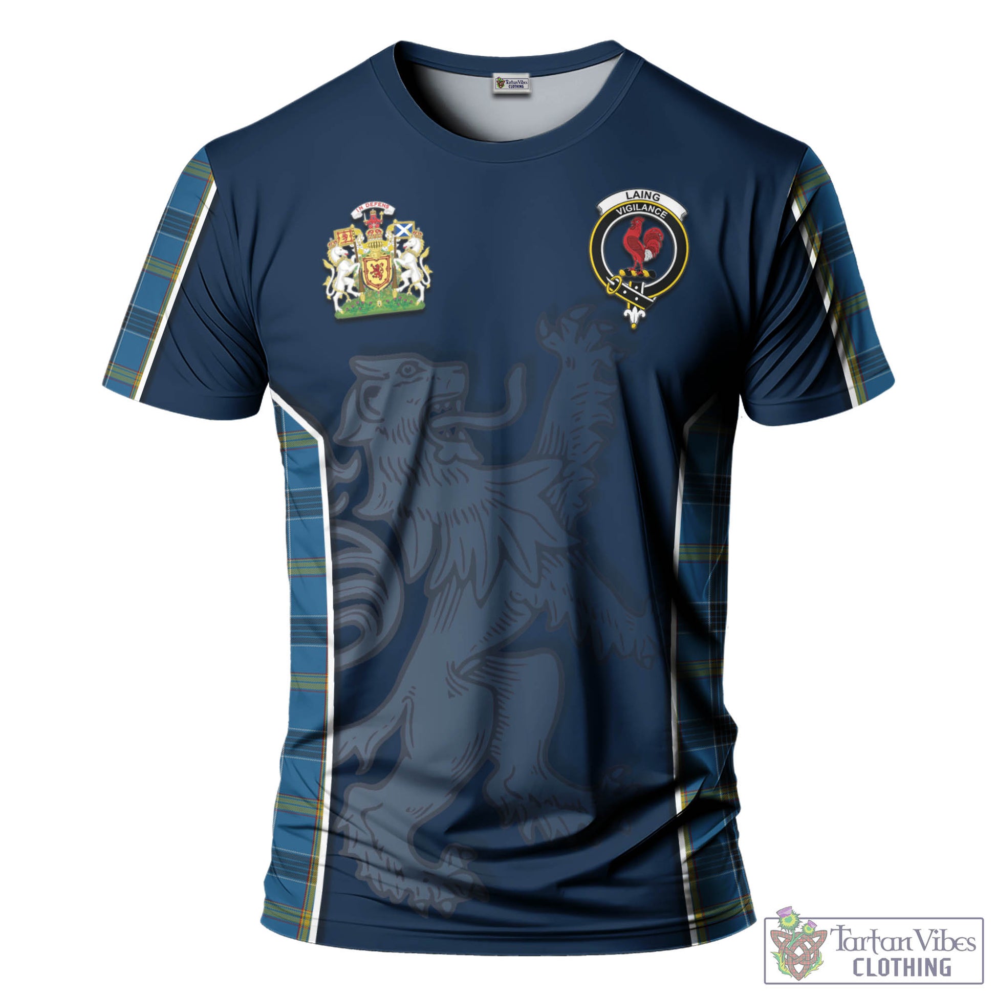 Tartan Vibes Clothing Laing Tartan T-Shirt with Family Crest and Lion Rampant Vibes Sport Style