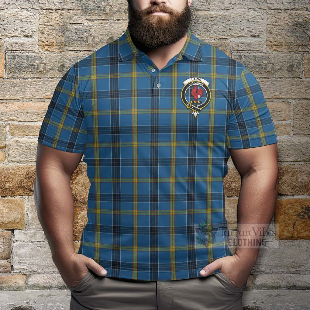 Tartan Vibes Clothing Laing Tartan Polo Shirt with Family Crest Celtic Skull Style