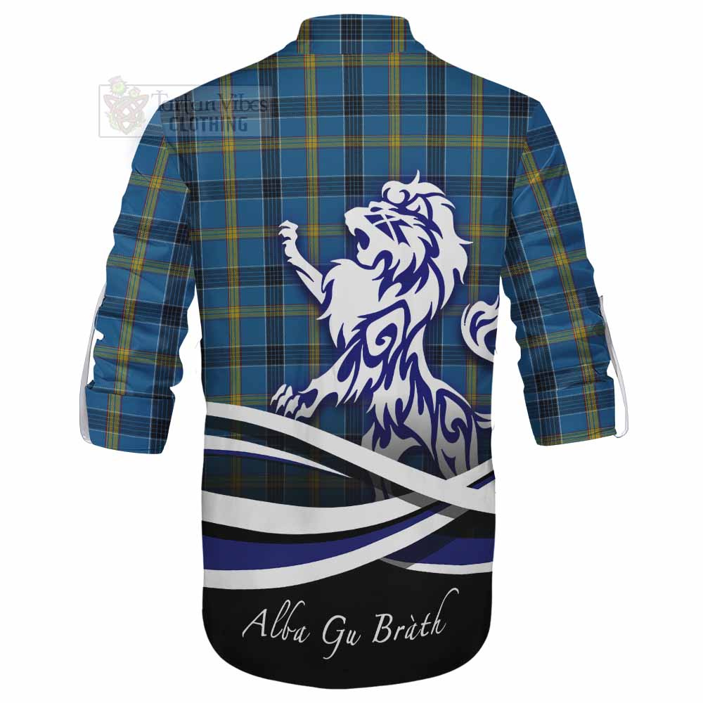 Tartan Vibes Clothing Laing Tartan Ghillie Kilt Shirt with Alba Gu Brath Regal Lion Emblem