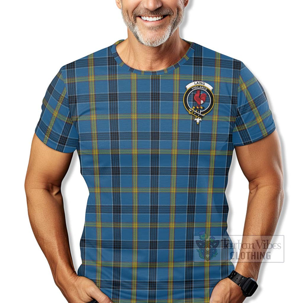 Tartan Vibes Clothing Laing Tartan T-Shirt with Family Crest Celtic Skull Style