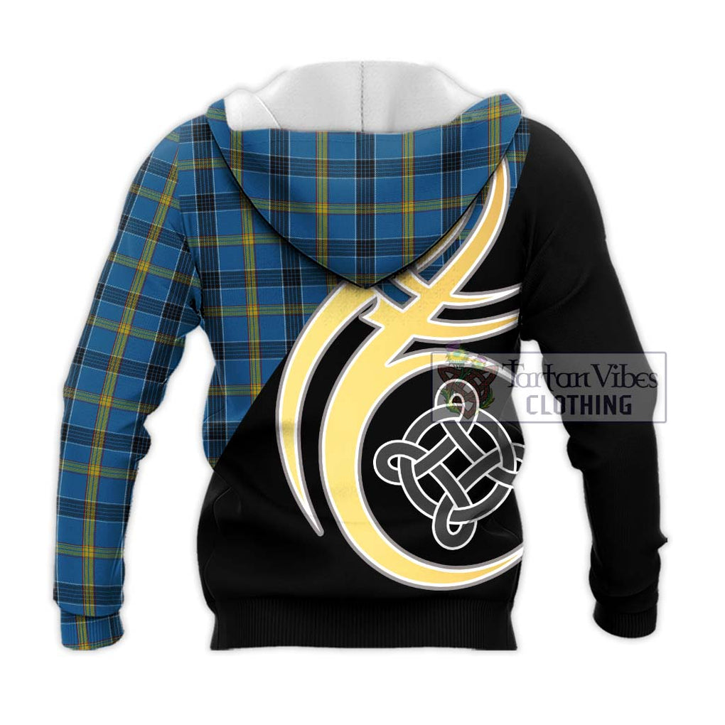 Laing Tartan Knitted Hoodie with Family Crest and Celtic Symbol Style - Tartan Vibes Clothing