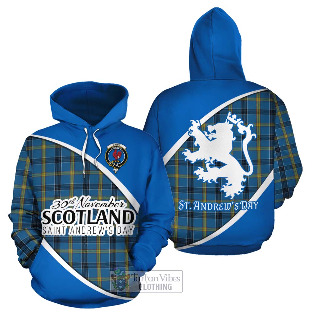 Tartan Vibes Clothing Laing Family Crest Tartan Cotton Hoodie Celebrate Saint Andrew's Day in Style