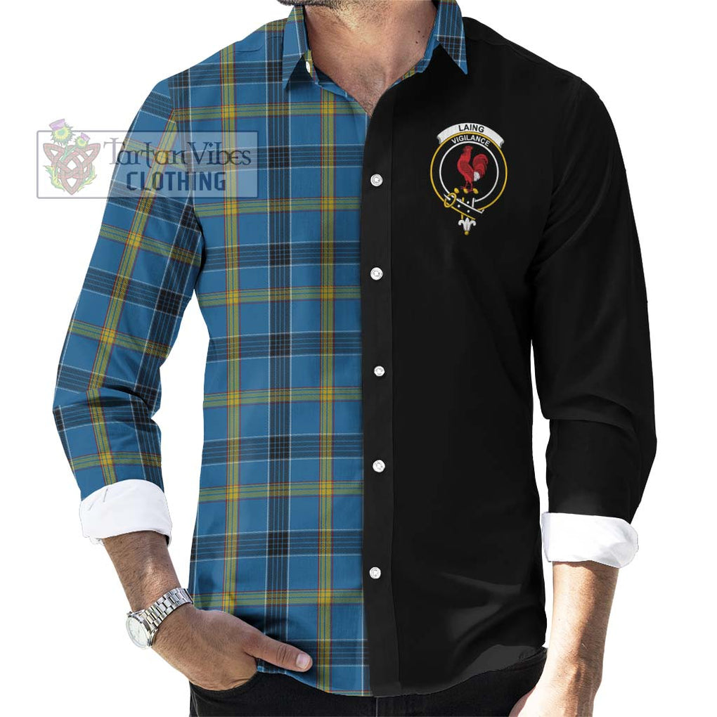 Laing Tartan Long Sleeve Button Shirt with Family Crest and Half Of Me Style - Tartanvibesclothing Shop