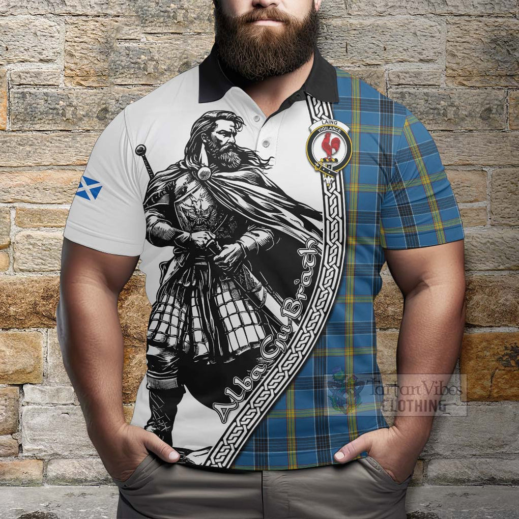 Tartan Vibes Clothing Laing Tartan Clan Crest Polo Shirt with Highlander Warrior Celtic Style