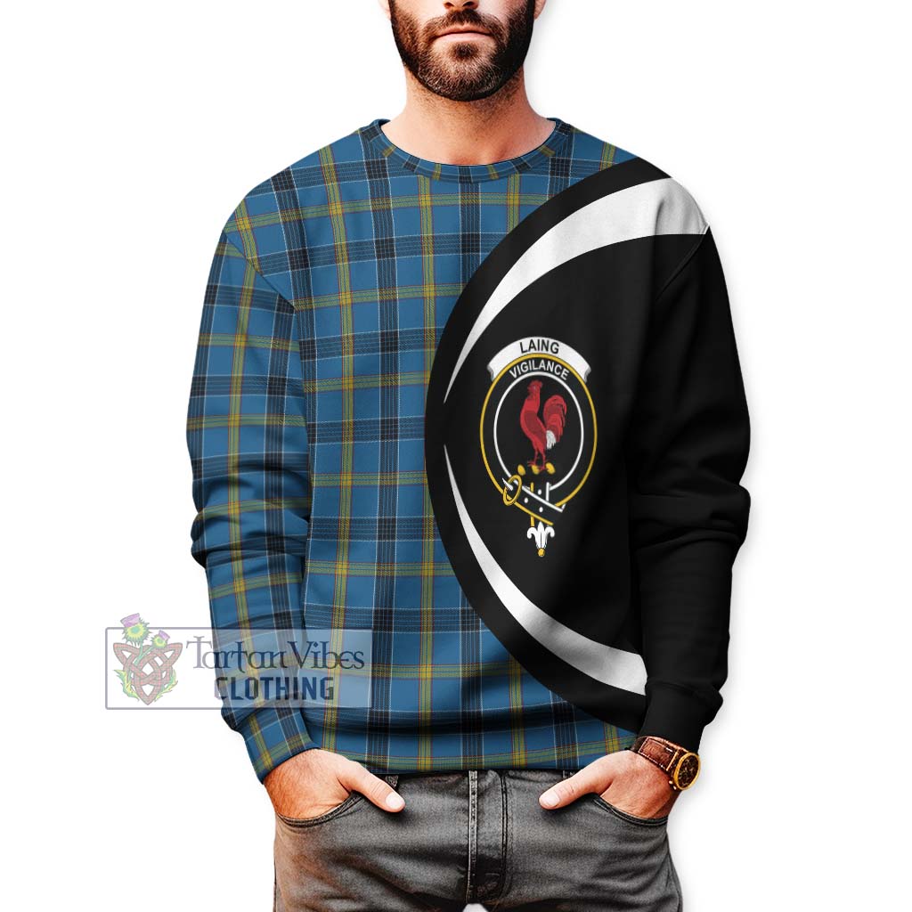 Laing Tartan Sweatshirt with Family Crest Circle Style - Tartan Vibes Clothing