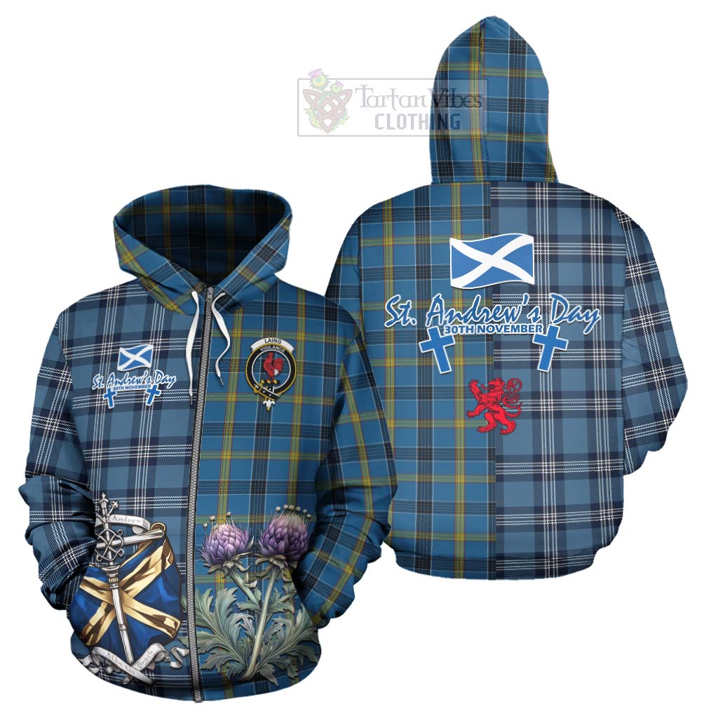 Tartan Vibes Clothing Laing Tartan Hoodie Happy St. Andrew's Day Half Tartan Style