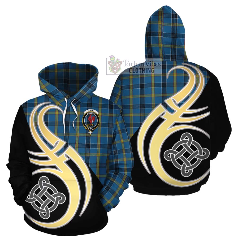 Laing Tartan Cotton Hoodie with Family Crest and Celtic Symbol Style Zip Hoodie - Tartan Vibes Clothing