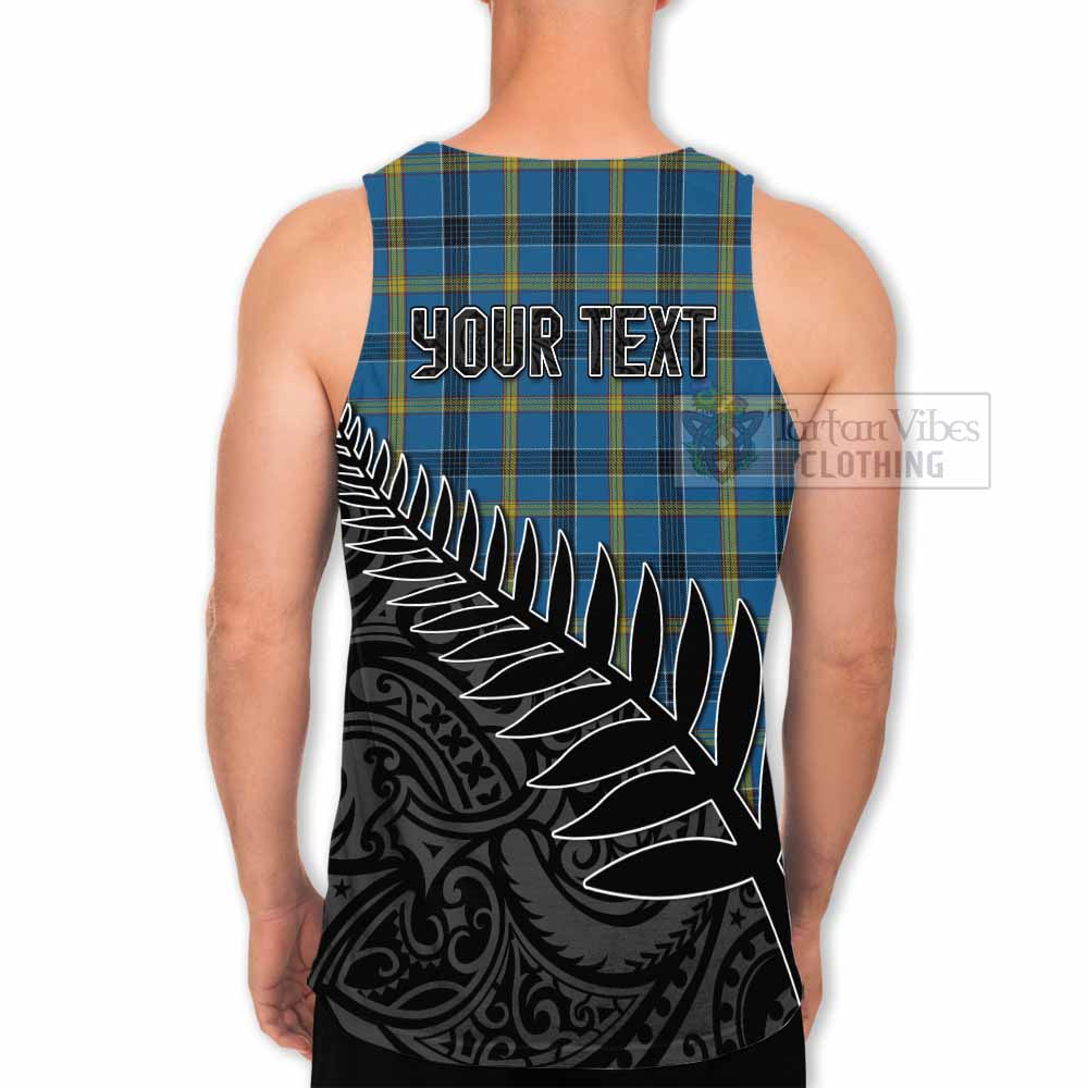 Tartan Vibes Clothing Laing Crest Tartan Men's Tank Top with New Zealand Silver Fern Half Style