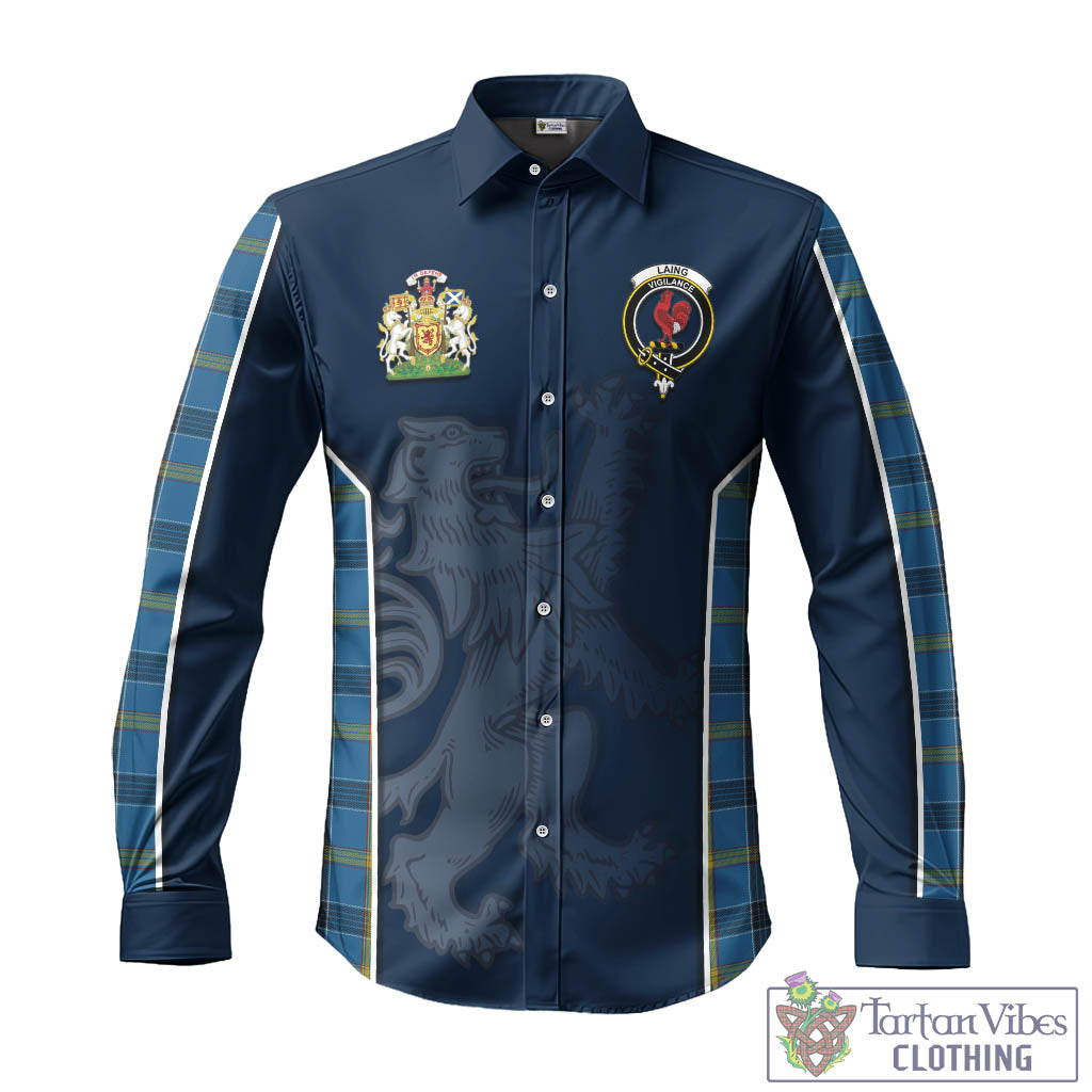 Tartan Vibes Clothing Laing Tartan Long Sleeve Button Up Shirt with Family Crest and Lion Rampant Vibes Sport Style