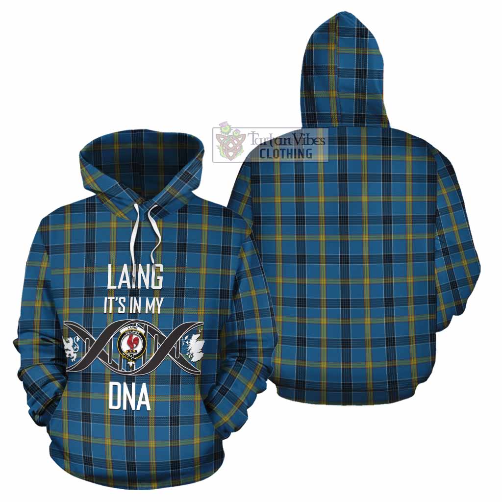 Tartan Vibes Clothing Laing Tartan Cotton Hoodie with Family Crest DNA In Me Style