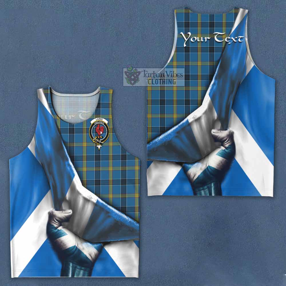 Tartan Vibes Clothing Laing Tartan Men's Tank Top with Family Crest Scotland Patriotic Style