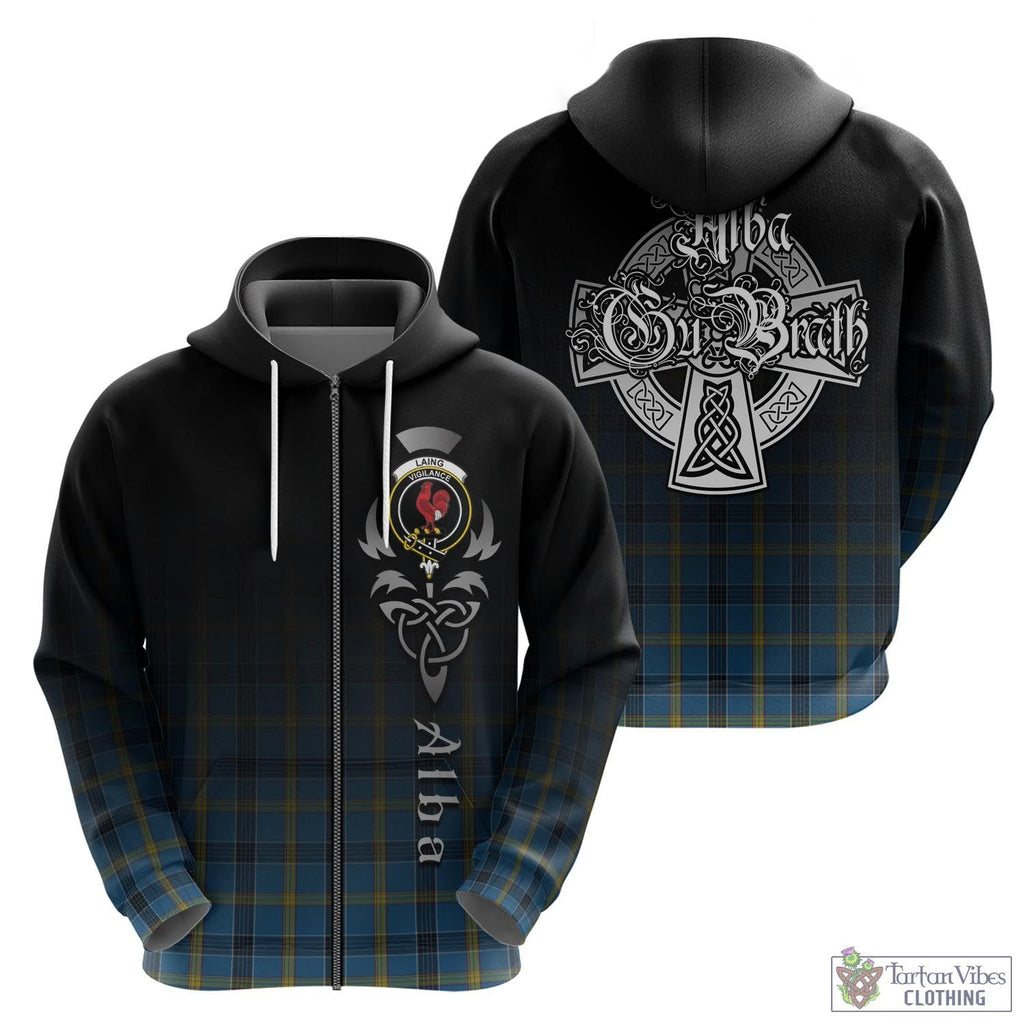 Tartan Vibes Clothing Laing Tartan Hoodie Featuring Alba Gu Brath Family Crest Celtic Inspired