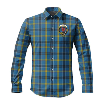 Laing Tartan Long Sleeve Button Up Shirt with Family Crest