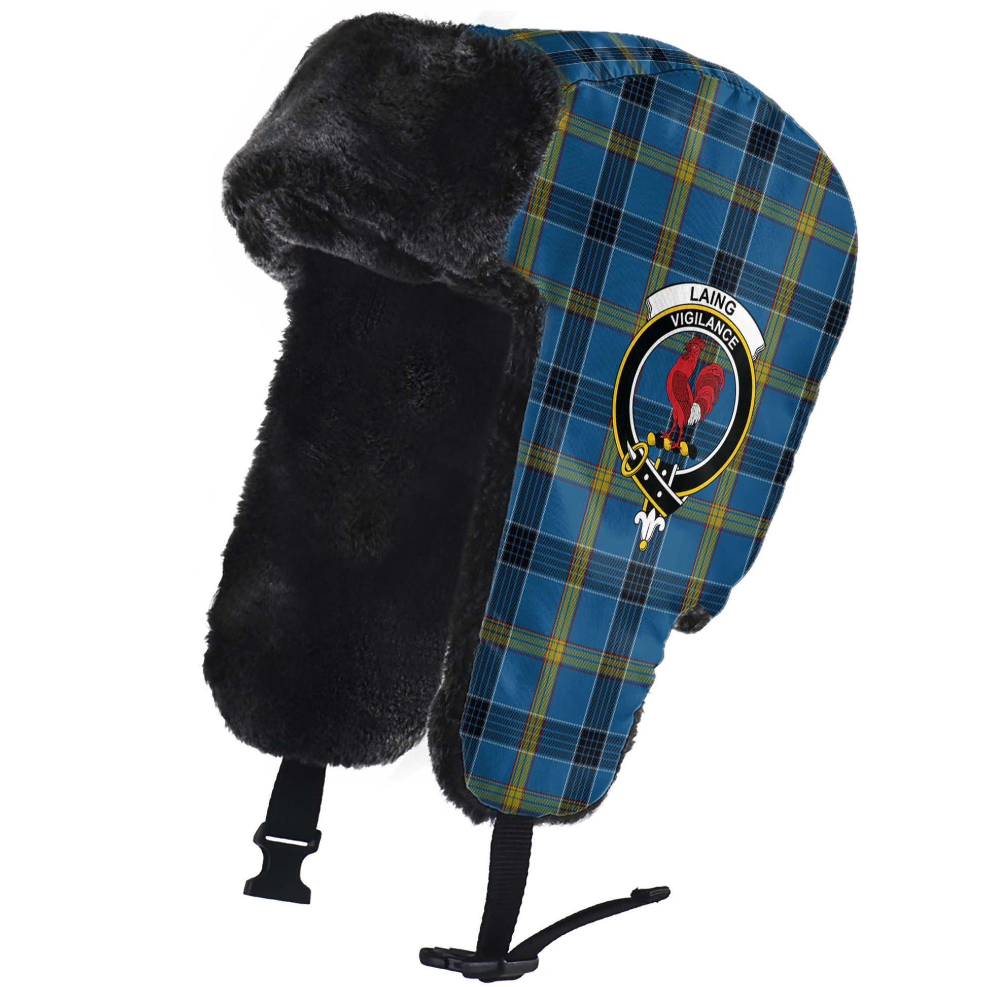 Laing Tartan Winter Trapper Hat with Family Crest - Tartanvibesclothing