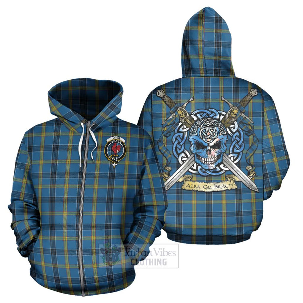 Tartan Vibes Clothing Laing Tartan Hoodie with Family Crest Celtic Skull Style