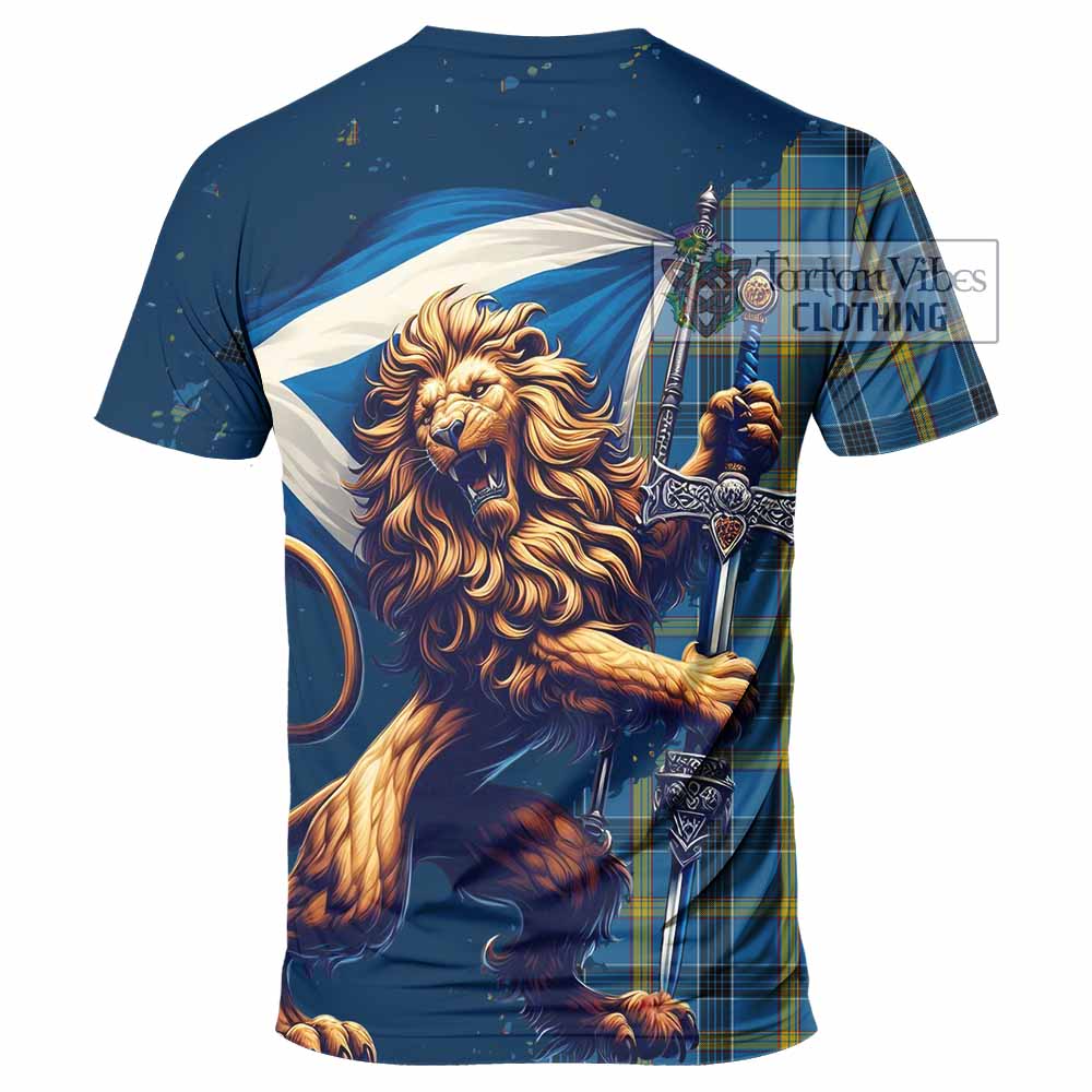 Tartan Vibes Clothing Laing Tartan Family Crest T-Shirt with Scottish Majestic Lion