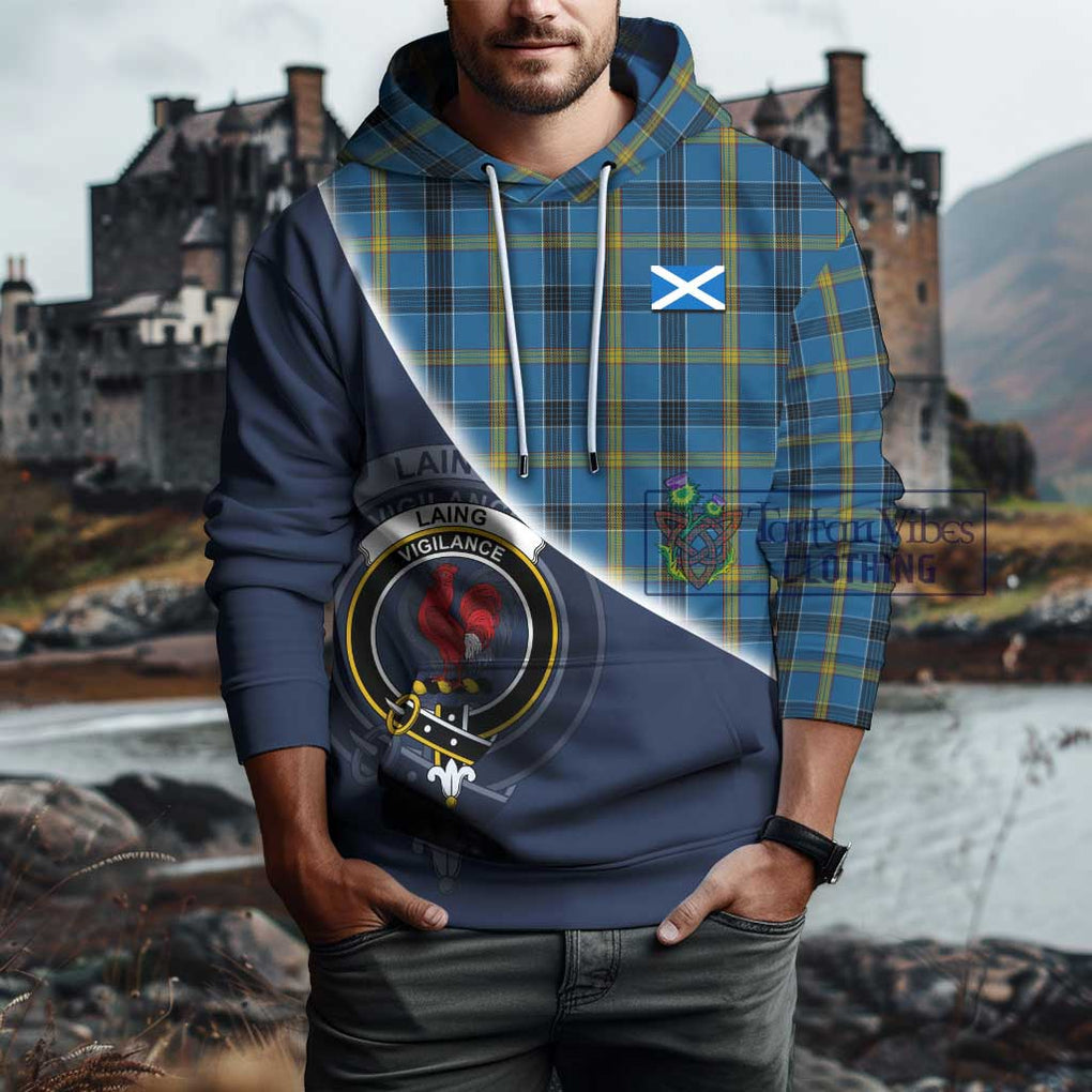 Laing Tartan Hoodie with Personalised National Flag and Family Crest Half Style - Tartanvibesclothing Shop